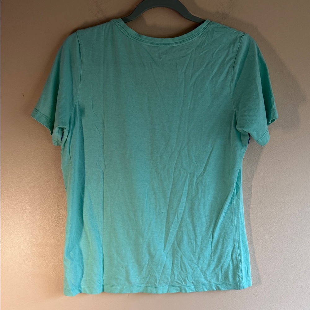 Columbia Mint Green V-Neck Tee with Blue and Purple Stripe - Picture 6 of 7